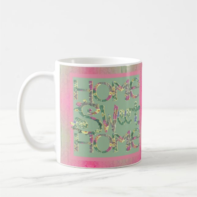 Mug "Home Sweet Home" Floral Font Green (Gauche)