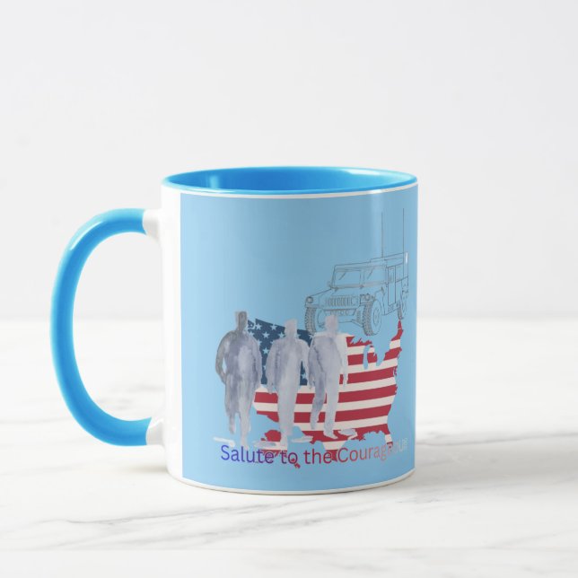 Mug Hommage aux cœurs courageux bleu clair (Gauche)
