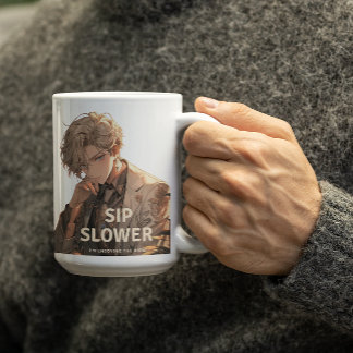 Mug Homme d'anime disant de siroter plus lentement car