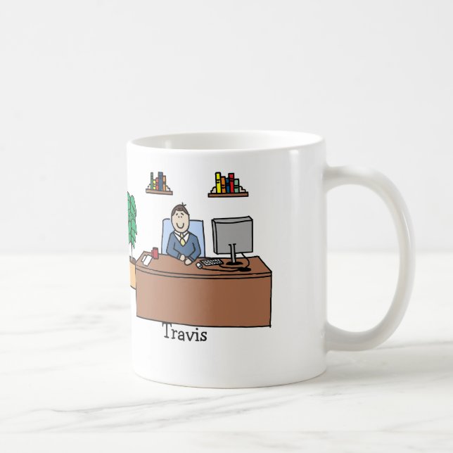 Mug Homme dans le bureau - personnaliser (Droite)