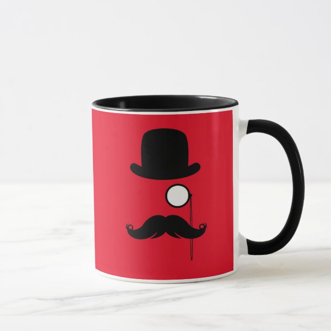 Mug Homme de moustache sur l'arrière - plan rouge (Droite)