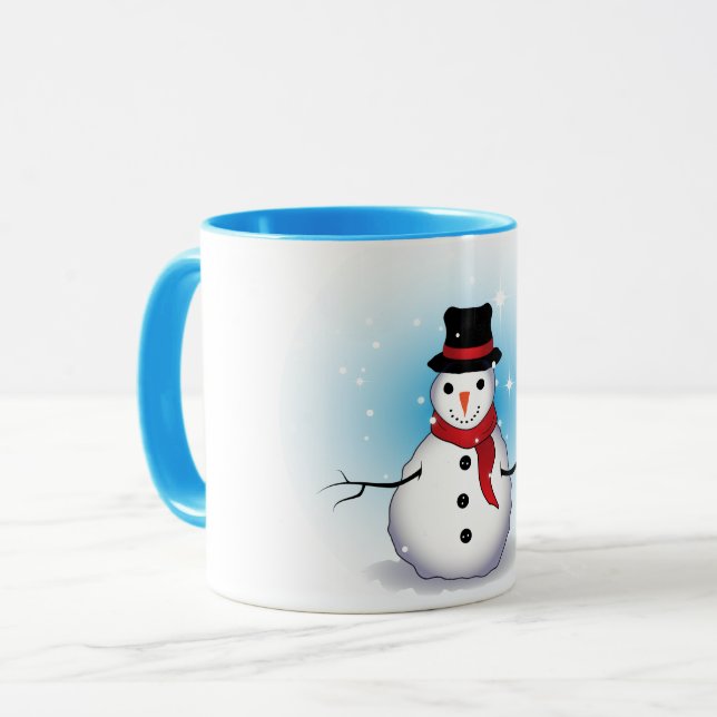 Mug Homme de neige unique amusant avec douceur à point (Devant gauche)