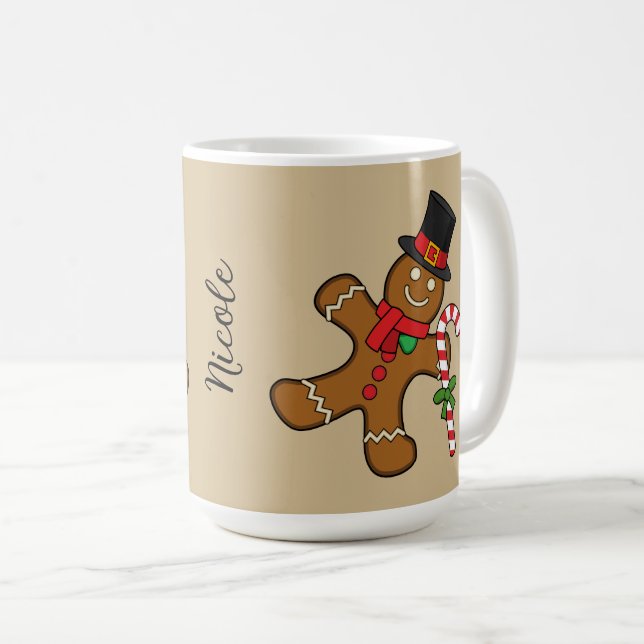 Mug Homme de pain d'épice | Ajouter votre nom ou votre (Devant droit)