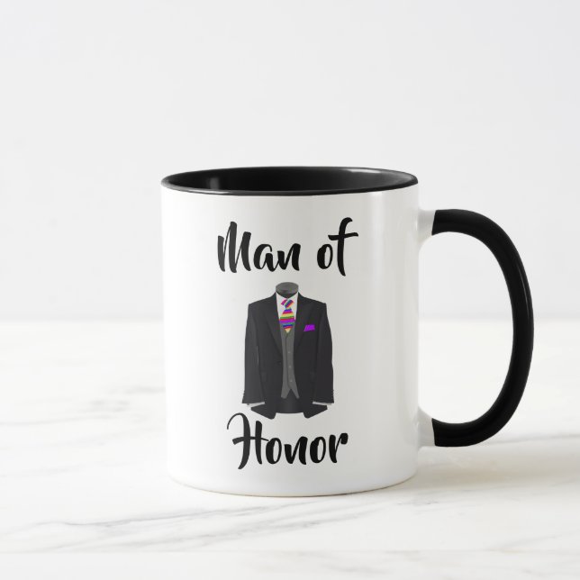 Mug Homme d'honneur Rainbow Cravate Tuxedo Mariage (Droite)