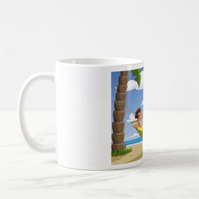 Mug Homme drôle se relaxant dans un hamac de plage (Gauche)