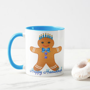 Mug Homme en pain d'épice de Hanukkah Judaica Menorah