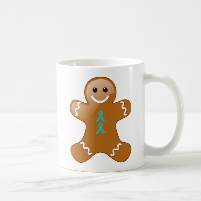 Mug Homme en pain d'épices avec rubans Turquoises (Droite)