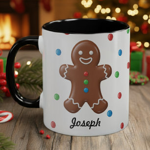 Mug Homme en pain d'épices pois festif Noël Christmas