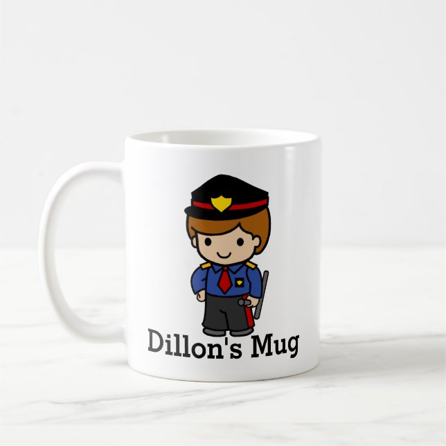 Mug Homme mignon de police avec bâton (Gauche)