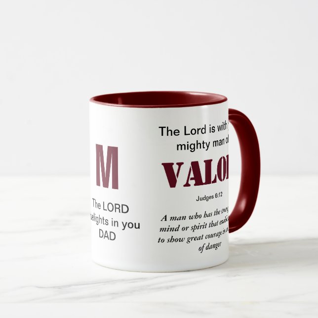 Mug HOMME PUISSANT DE VALOR Christian Red Monogram (Devant droit)