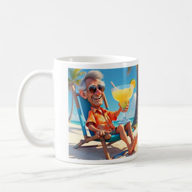 MUG " HOMME RETIRÉ À LA PLAGE " (Gauche)