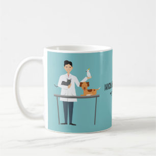 Mug Homme vétérinaire avec animaux et texte personnali