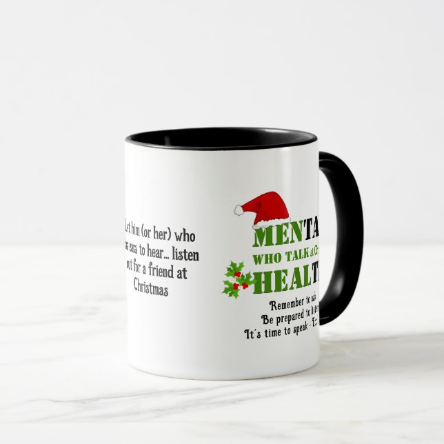 Mug HOMMES SUR MESURE QUI PARLENT GUÉRIR Noël Santé me (Devant droit)