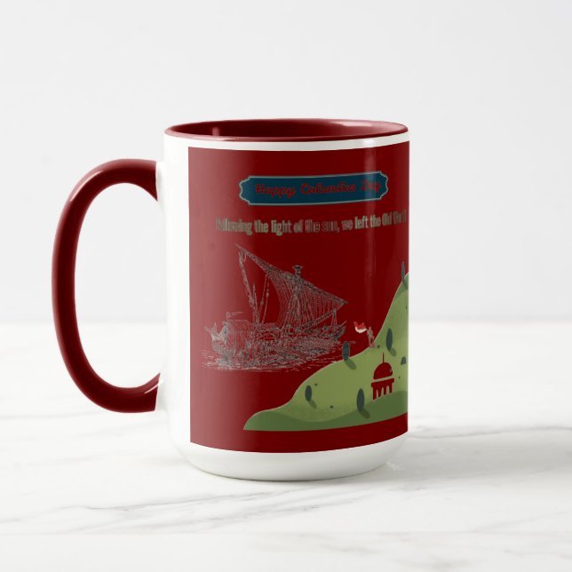 Mug Honneur à Columbus marron (Gauche)