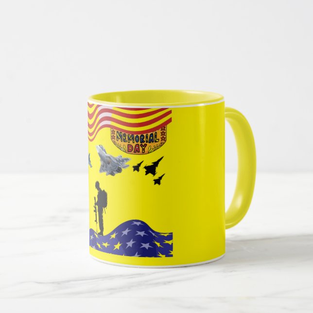 Mug Honneur le jour du souvenir jaune (Devant droit)