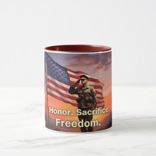 Mug "Honneur. Sacrifiez. Liberté." Drapeau du soldat a