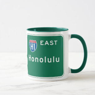Mug Honolulu, panneau routier de HI