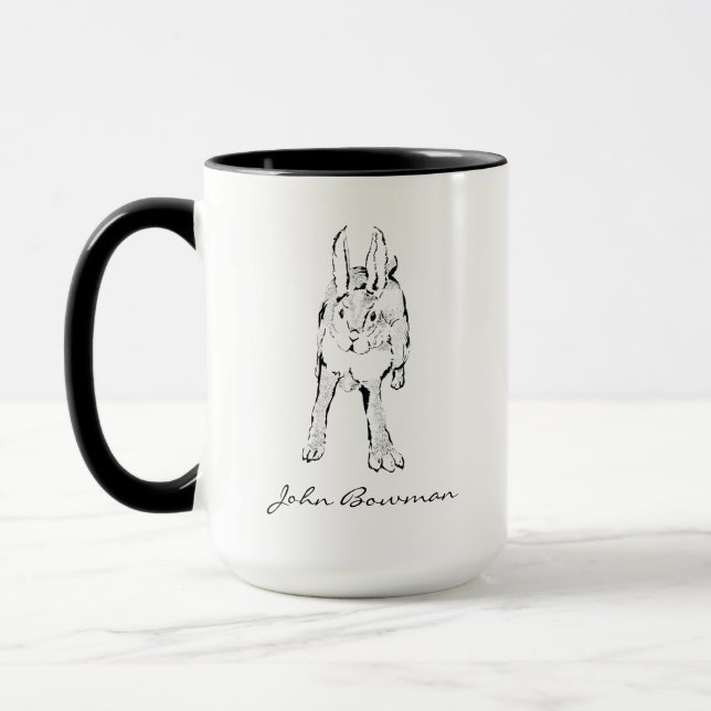 Mug Hopping Lapin sauvage / Nom personnalisé (Gauche)