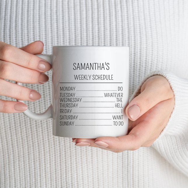Mug Horaire Hebdomadaire De Retraite Pour Les Femmes H (Créateur téléchargé)