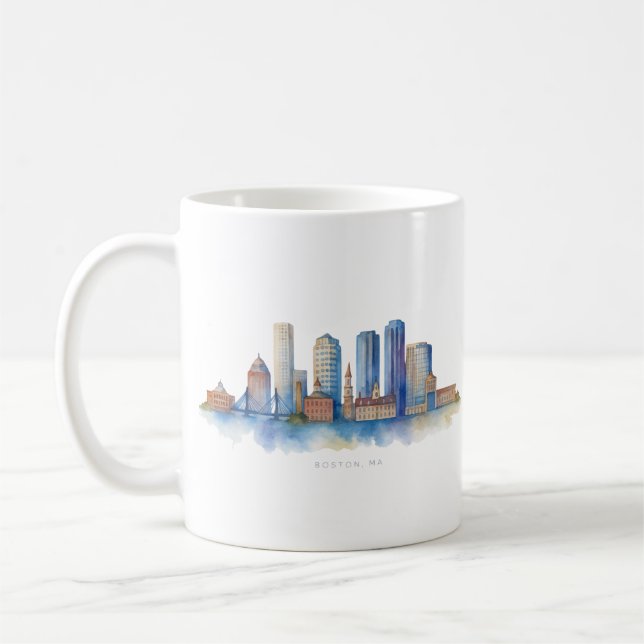 Mug Horizon de la ville de Boston à l'aquarelle | Mode (Gauche)