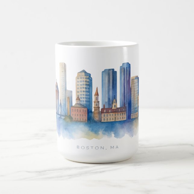Mug Horizon de la ville de Boston à l'aquarelle | Mode (Centre)