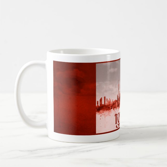 Mug Horizon de Toronto avec la grunge rouge (Gauche)