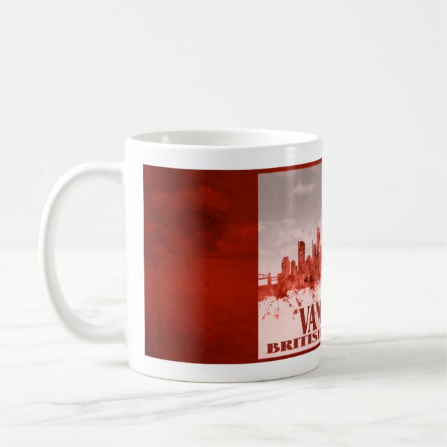 Mug Horizon de Vancouver avec la grunge rouge (Gauche)