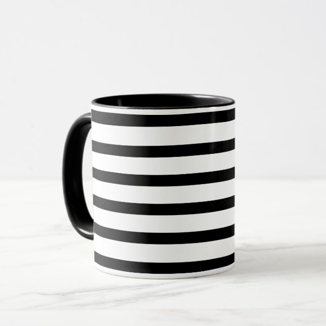 Mug Horizontales noir et blanc triées (Devant gauche)