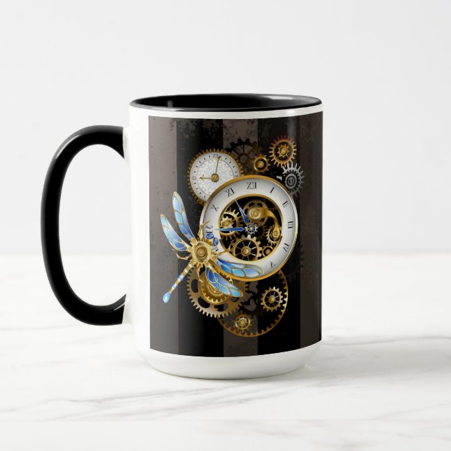 Mug Horloge à vapeur avec libellule mécanique (Gauche)