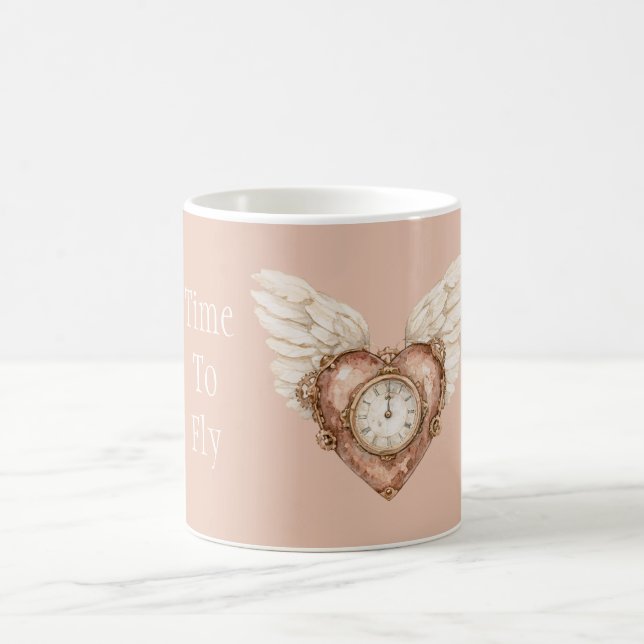 Mug Horloge Cardiaque Ailes Blanches (Centre)