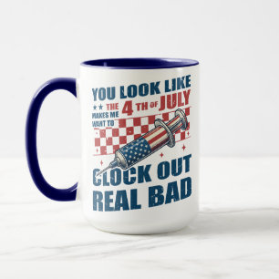 Mug Horloge drôle du 4 juillet, mauvaise infirmière