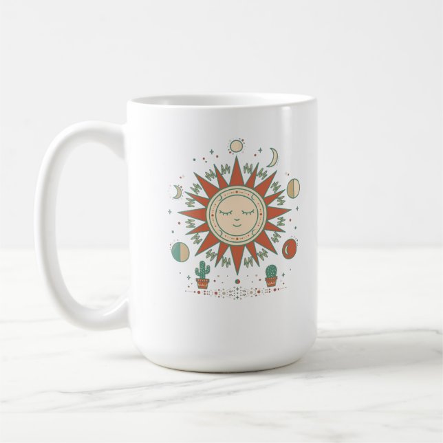 Mug Horloge murale du désert céleste - Soleil Lune Pla (Gauche)