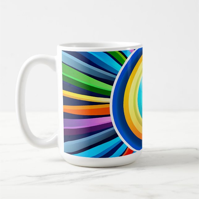 Mug Horloge murale moderne avec soleil radial arc-en-c (Gauche)