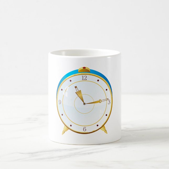 Mug Horloge rétro d'alarme or avec réglage bleu (Créateur téléchargé)