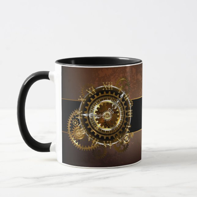 Mug Horloge Steampunk avec des engrenages anciens (Gauche)