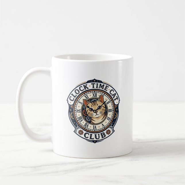 Mug Horloge Temps Chat Chat Graphique Tee Art - Horlog (Gauche)