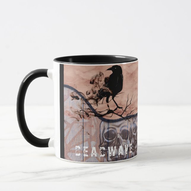 Mug Horreur crâne et corbeau Personnalisé (Gauche)