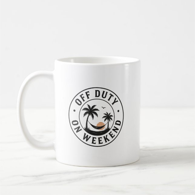 Mug Hors service le week-end Emblème de relaxation tro (Gauche)