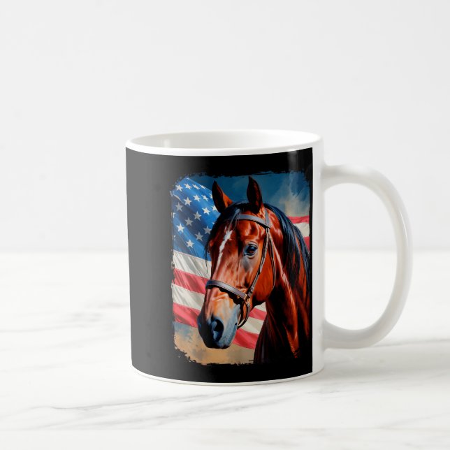 Mug Horse 4th Of July Patriotic Horse American Flag  (Droite)