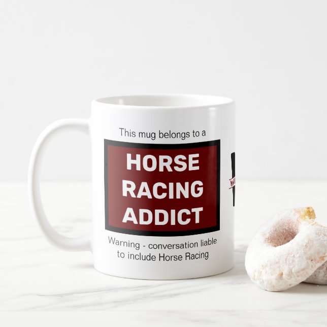 Mug Horse Racing Addict Ajouter Votre Nom Monogramme I (Avec donut)
