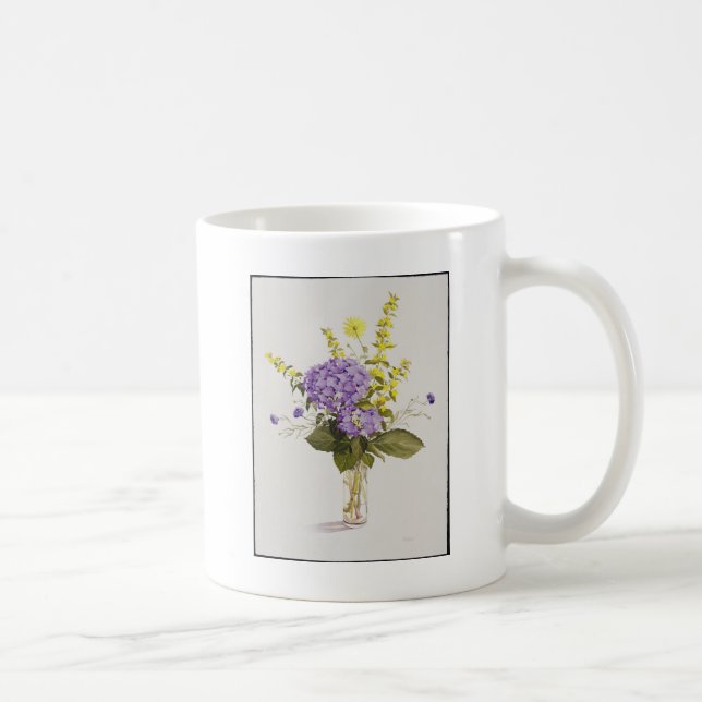 Mug Hortensia bleu avec la salicaire jaune (Droite)
