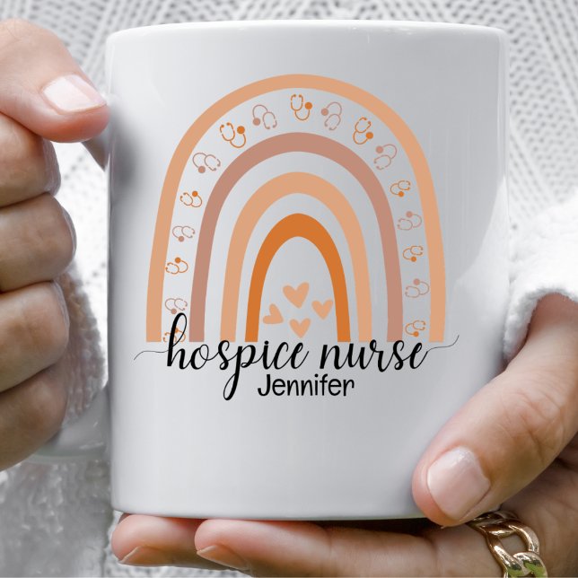 Mug Hospice Nurse Script Rainbow Personnalisé (Créateur téléchargé)