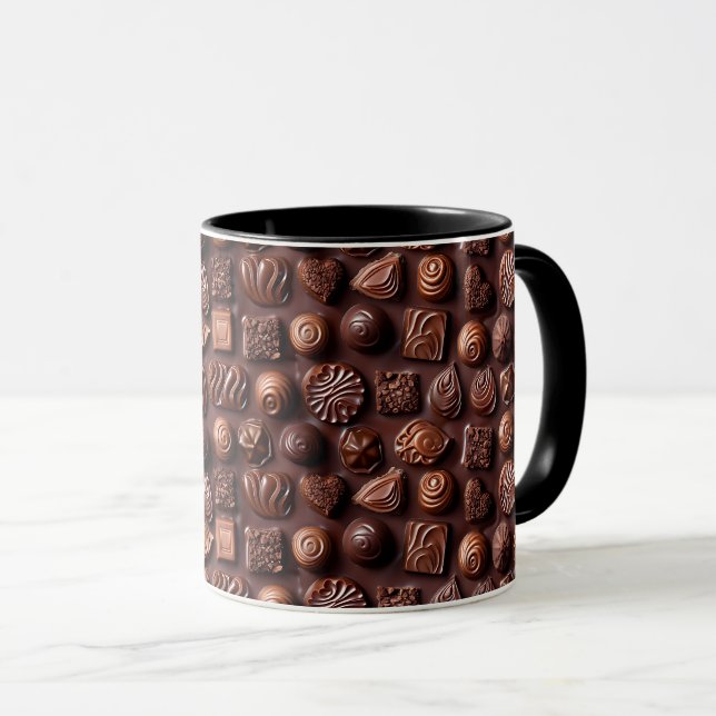 Mug Hot Cocoa Chocoholic Funny Humor Modern Brown (Devant droit)