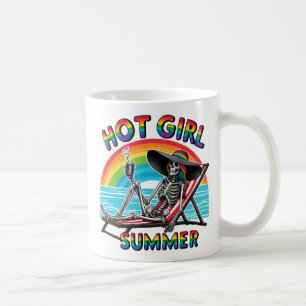 Mug Hot Girl Summer Skeleton Retro Beach Design