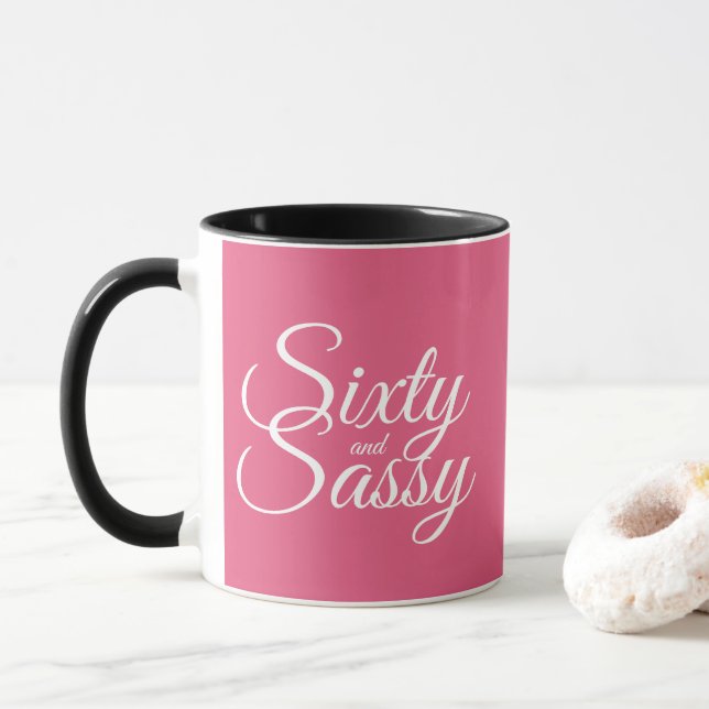 Mug Hot Pink 60 et Sassy 60e anniversaire (Avec donut)