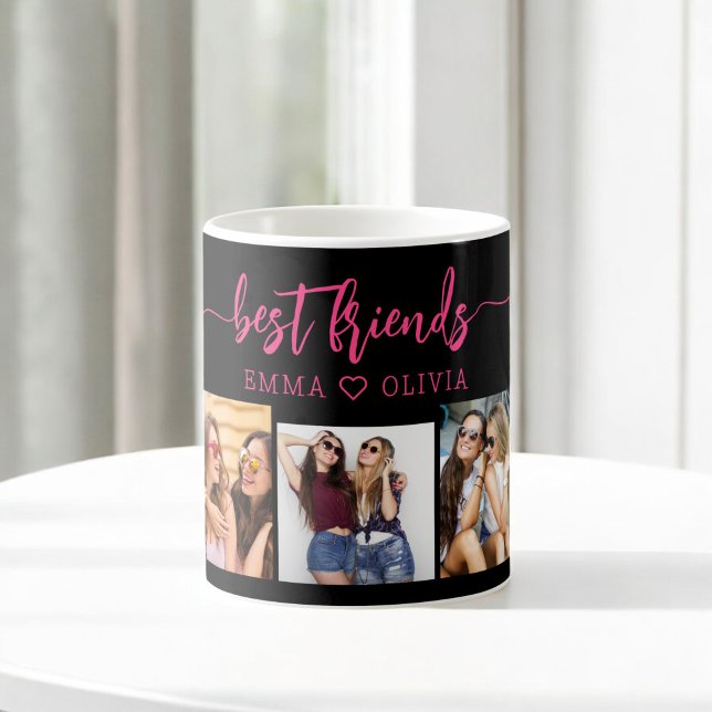 Mug Hot Pink Best Friends 3 Photo Collage Keepsaké (Créateur téléchargé)