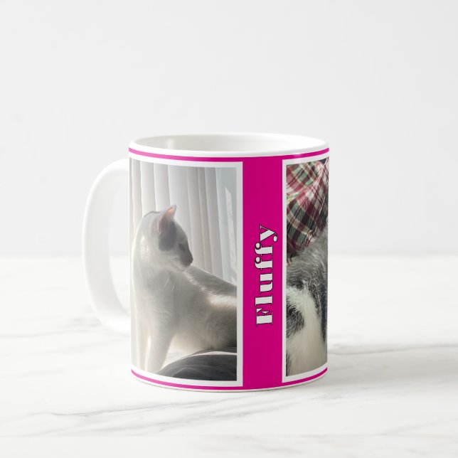 Mug Hot Pink Pet Photos and Names  (Devant gauche)