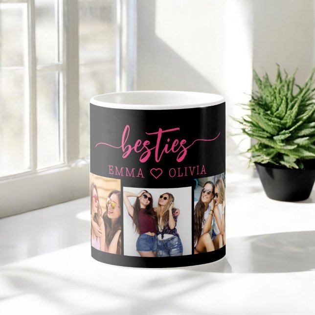 Mug Hot Rose Besties Amis 3 Photo Collage Keepsaké (Créateur téléchargé)