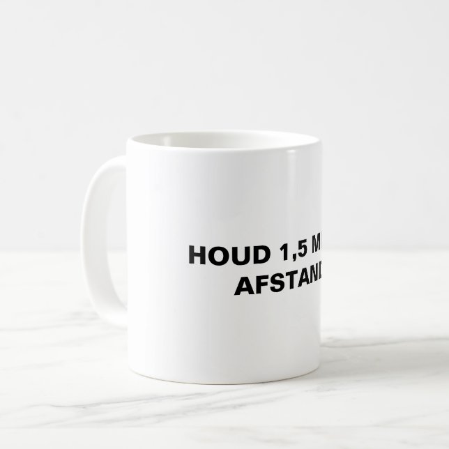 Mug Houd 1,5 mètre de hauteur Précaution Typographie h (Devant gauche)