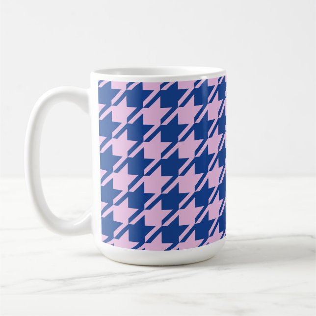 Mug Houndstooth rose+Blue Big Motif (Gauche)